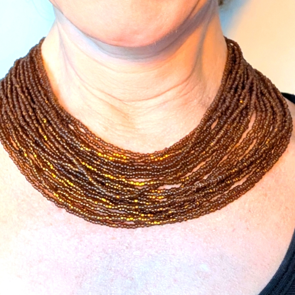 Amber Glass Beaded Collar Necklace